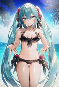 2__abandon_ranka__, girl,{{{hatsune miku,blue hair__,medium breasts, black dress s-1234342214