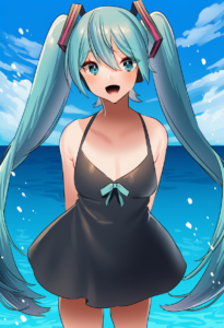 2__akagi_kurage__, girl,{{{hatsune miku,blue hair__,medium breasts, black dress s-1055181218