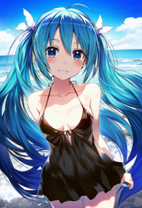 2__amagai_tarou__, girl,{{{hatsune miku,blue hair__,medium breasts, black dress s-963973262