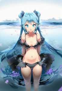 2__anmi__, girl,{{{hatsune miku,blue hair__,medium breasts, black dress bikini,s s-1146107286