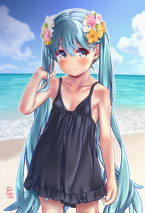 2__aoi_kumiko__, girl,{{{hatsune miku,blue hair__,medium breasts, black dress bi s-4246631520