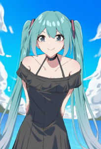 2__asiri_senpai__, girl,{{{hatsune miku,blue hair__,medium breasts, black dress s-3858304389