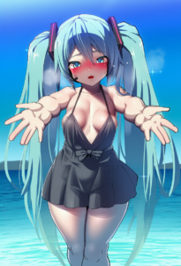 2__ayagi_daifuku__, girl,{{{hatsune miku,blue hair__,medium breasts, black dress s-1047677574