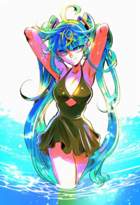 2__bae_(baebae)__, girl,{{{hatsune miku,blue hair__,medium breasts, black dress s-2127606323