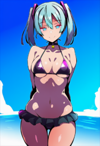 2__batta_16-sei__, girl,{{{hatsune miku,blue hair__,medium breasts, black dress s-3762323439