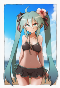 2__beer_hsk__, girl,{{{hatsune miku,blue hair__,medium breasts, black dress biki s-1457351997