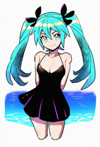 2__dede_(qwea_00000)__, girl,{{{hatsune miku,blue hair__,medium breasts, black d s-1991818432