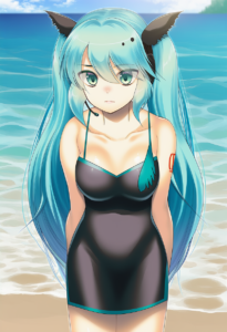 2__eko__, girl,{{{hatsune miku,blue hair__,medium breasts, black dress bikini,bl s-1230890853