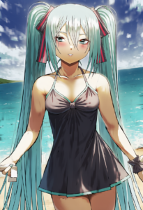 2__fagi_(kakikaki)__, girl,{{{hatsune miku,blue hair__,medium breasts, black dre s-2447563802