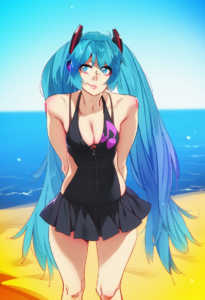 2__feguimel__, girl,{{{hatsune miku,blue hair__,medium breasts, black dress biki s-1139612459