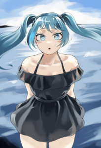 2__fengling_(furin-jp)__, girl,{{{hatsune miku,blue hair__,medium breasts, black s-4178159384