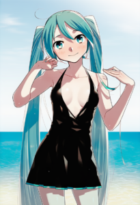2__fujikawa__, girl,{{{hatsune miku,blue hair__,medium breasts, black dress biki s-1356753046