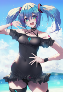 2__fukai_ryosuke__, girl,{{{hatsune miku,blue hair__,medium breasts, black dress s-784927878
