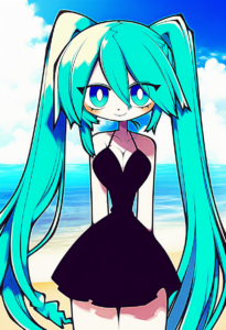 2__funamusea_(artist)__, girl,{{{hatsune miku,blue hair__,medium breasts, black s-2875129748