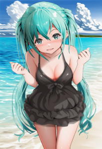 2__gibun_(sozoshu)__, girl,{{{hatsune miku,blue hair__,medium breasts, black dre s-1833516468