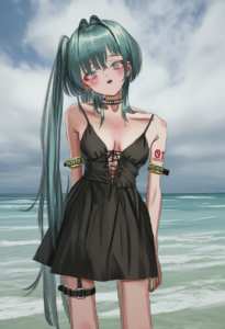 2__gishiki_(gshk)__, girl,{{{hatsune miku,blue hair__,medium breasts, black dres s-1709024255