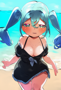 2__goe_(g-o-e)__, girl,{{{hatsune miku,blue hair__,medium breasts, black dress b s-3325403134