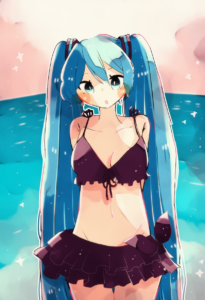 2__hanabusaoekaki__, girl,{{{hatsune miku,blue hair__,medium breasts, black dres s-4268998617