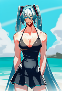 2__haruakira__, girl,{{{hatsune miku,blue hair__,medium breasts, black dress bik s-3681247786