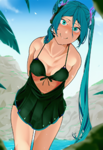 2__hi_you_(flying_bear)__, girl,{{{hatsune miku,blue hair__,medium breasts, blac s-3403288178