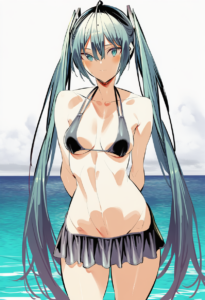 2__hiiragi_yuuichi__, girl,{{{hatsune miku,blue hair__,medium breasts, black dre s-3514221850