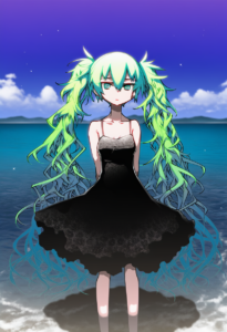 2__hitotose_rin__, girl,{{{hatsune miku__,medium breasts, black dress,sea,solo,l s-764289328