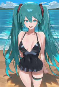 2__hood_(james_x)__, girl,{{{hatsune miku,blue hair__,medium breasts, black dres s-2749052391
