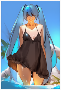 2__hu_dako__, girl,{{{hatsune miku,blue hair__,medium breasts, black dress bikin s-3009471704