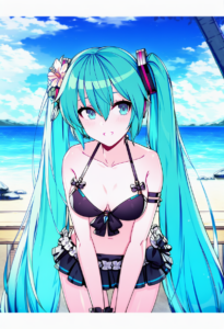 2__hwansang__, girl,{{{hatsune miku,blue hair__,medium breasts, black dress biki s-935255762