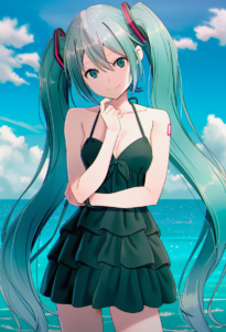 2__hyuuga_azuri__, girl,{{{hatsune miku,blue hair__,medium breasts, black dress s-2855173915