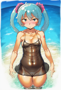 2__imazon__, girl,{{{hatsune miku,blue hair__,medium breasts, black dress bikini s-2960304144