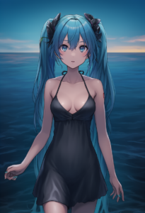 2__iyokan_momiji__, girl,{{{hatsune miku,blue hair__,medium breasts, black dress s-3786440
