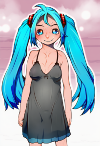 2__j7w__, girl,{{{hatsune miku,blue hair__,medium breasts, black dress bikini,bl s-1338488400