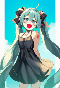 2__jill_07km__, girl,{{{hatsune miku,blue hair__,medium breasts, black dress bik s-3149220806