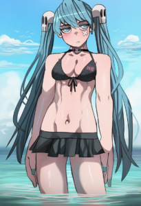 2__jourd4n__, girl,{{{hatsune miku,blue hair__,medium breasts, black dress bikin s-1323437829