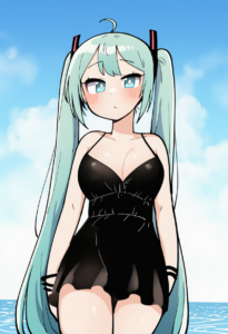 2__junsuina_fujunbutsu__, girl,{{{hatsune miku,blue hair__,medium breasts, black s-3070743979