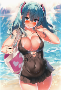 2__kawai_(purplrpouni)__, girl,{{{hatsune miku,blue hair__,medium breasts, black s-2444482267