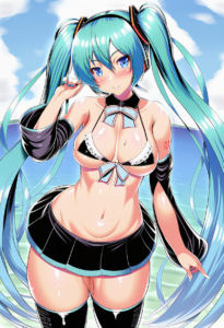 2__kawase_seiki__, girl,{{{hatsune miku,blue hair__,medium breasts, black dress s-3298899797