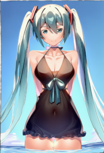 2__kei_(soundcross)__, girl,{{{hatsune miku,blue hair__,medium breasts, black dr s-2744700822