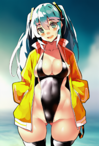 2__kekemotsu__, girl,{{{hatsune miku,blue hair__,medium breasts, black dress bik s-4131251255