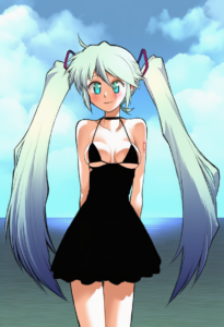2__kikumaru_bunta__, girl,{{{hatsune miku,blue hair__,medium breasts, black dres s-2448642858