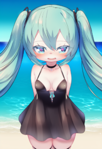 2__kokone_(coconeeeco)__, girl,{{{hatsune miku,blue hair__,medium breasts, black s-383439411 (1)