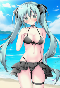 2__korie_riko__, girl,{{{hatsune miku,blue hair__,medium breasts, black dress bi s-1134390722