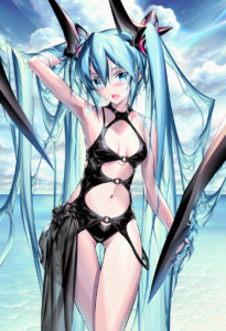 2__kousaki_rui__, girl,{{{hatsune miku,blue hair__,medium breasts, black dress b s-2249408743
