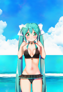 2__krudears__, girl,{{{hatsune miku,blue hair__,medium breasts, black dress biki s-715703897
