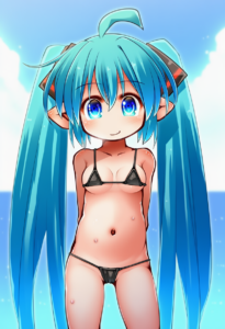2__kso__, girl,{{{hatsune miku,blue hair__,medium breasts, black dress bikini,bl s-1335585479
