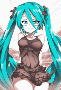 2__kugimiya_atsuki__, girl,{{{hatsune miku,blue hair__,medium breasts, black dre s-2632714802