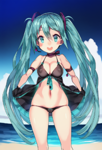 2__kuro_chairo_no_neko__, girl,{{{hatsune miku,blue hair__,medium breasts, black s-2697415798