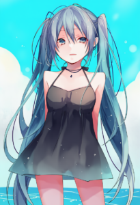 2__kuroi_(liar-player)__, girl,{{{hatsune miku,blue hair__,medium breasts, black s-574391991