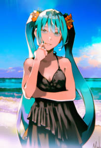 2__kyuuba_melo__, girl,{{{hatsune miku,blue hair__,medium breasts, black dress b s-182783834